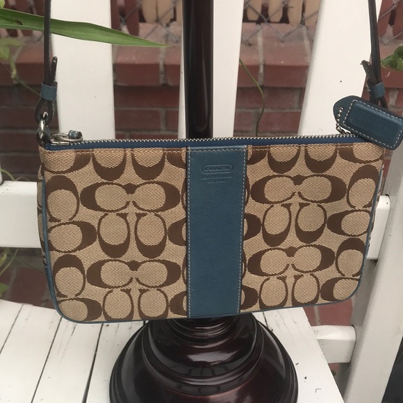 Coach brown-tan & teal crossbody bag - Picture 3 of 8